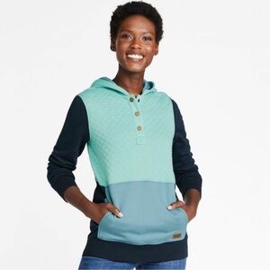 L.L. Bean Teal Mint and Navy Quilted Hooded Sweatshirt